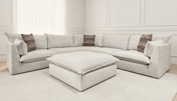 Seccional modular de lino Jennie de 6 piezas